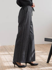 【WEB限定/新色追加】”楽暖”裏起毛ワイドパンツ≪洗濯機で洗える≫