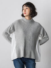 【大きいサイズ】ハミルトンケーブル切り替えニット