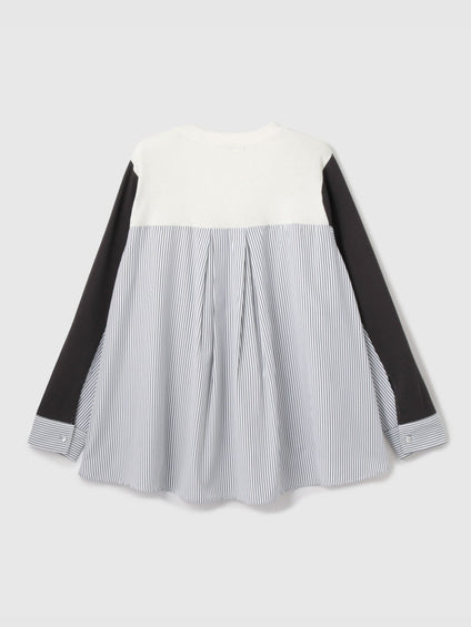 異素材切替クルーネックニットカーディガン