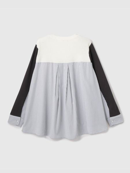 異素材切替クルーネックニットカーディガン