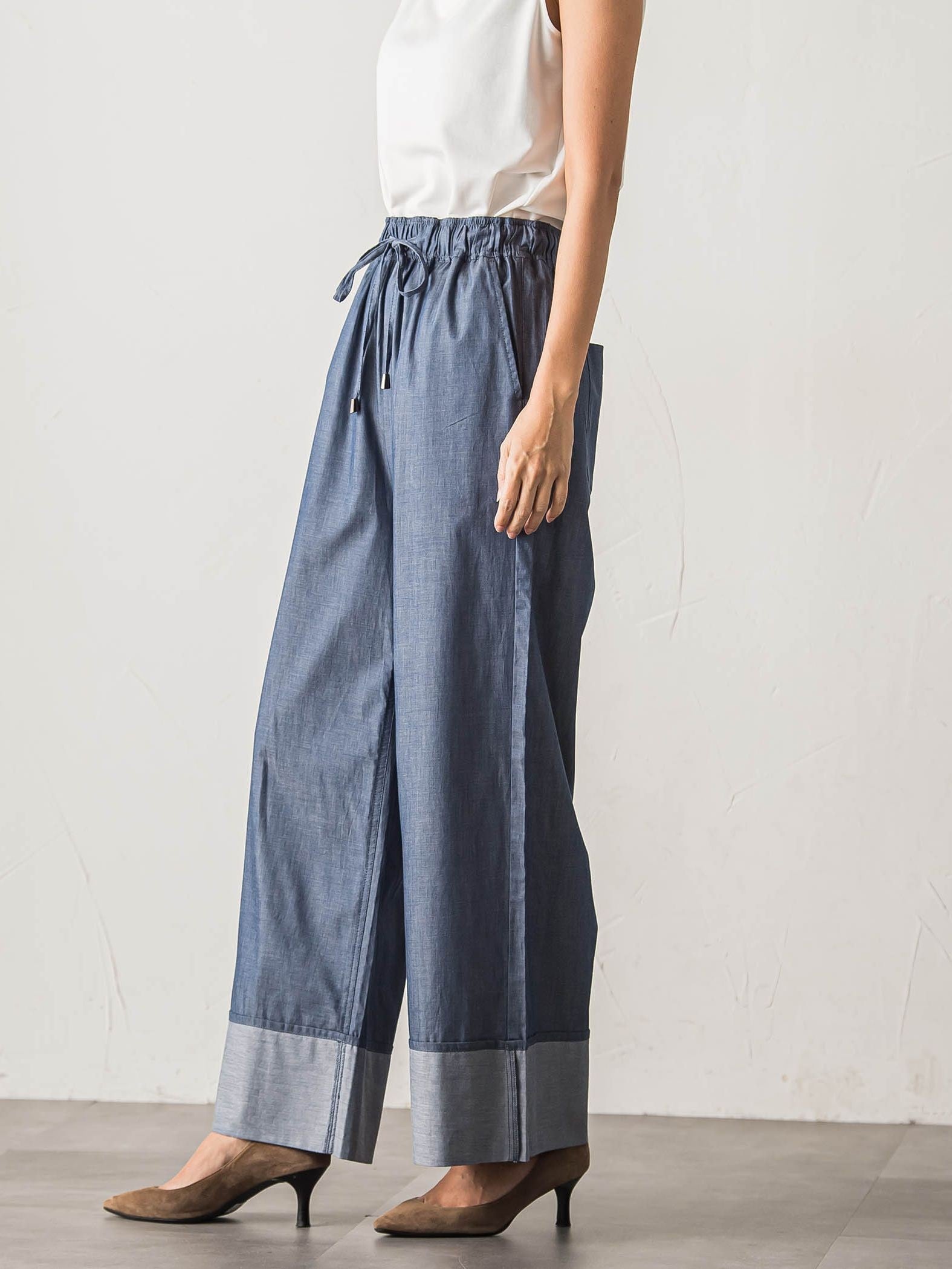 【biyori】ダンガリーワイドパンツ≪手洗い可能≫