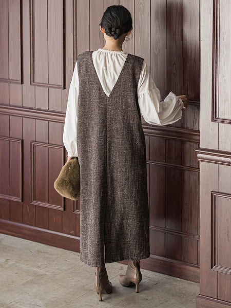 ツィードVネックジャンスカワンピース