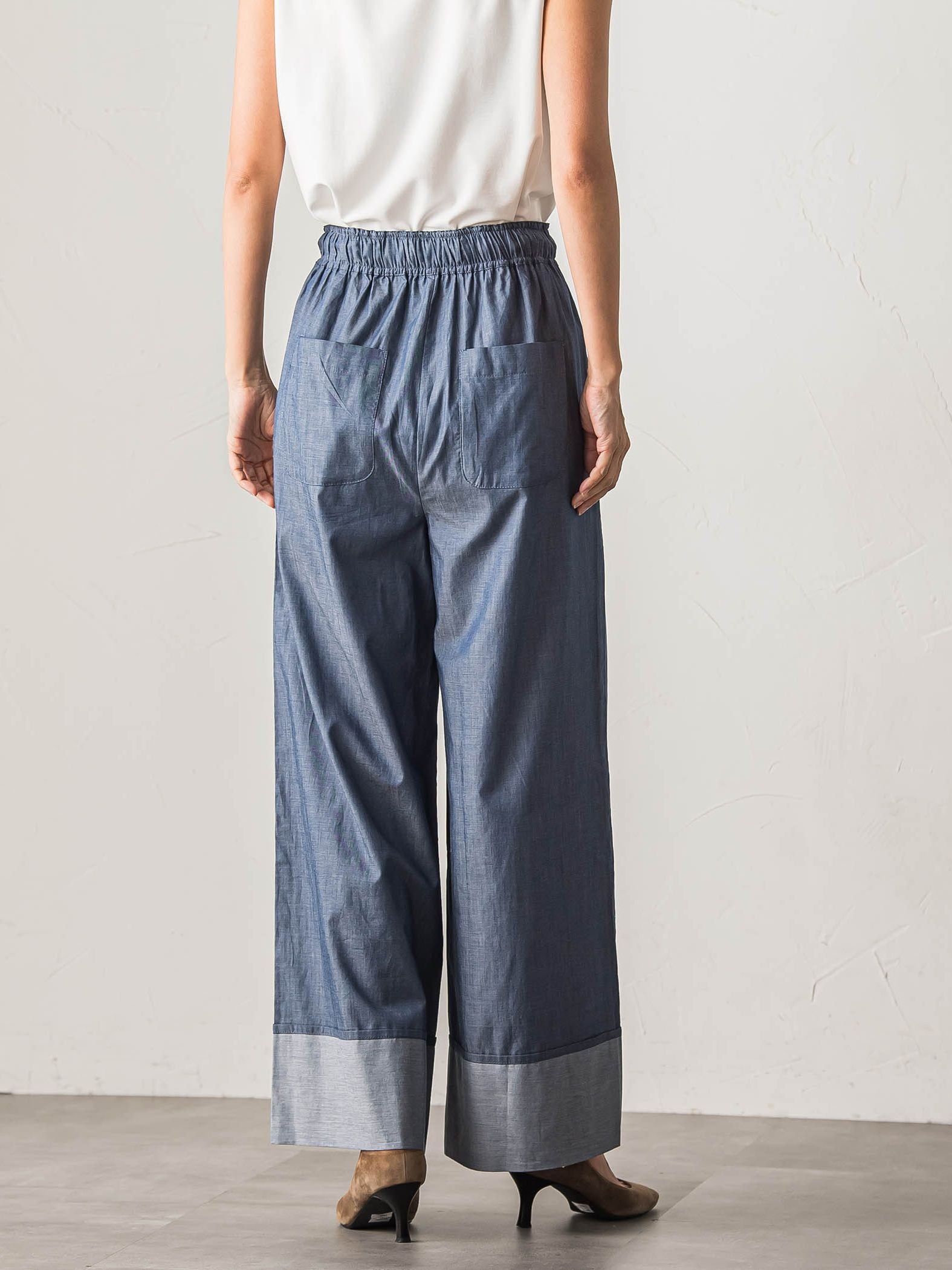 【biyori】ダンガリーワイドパンツ≪手洗い可能≫