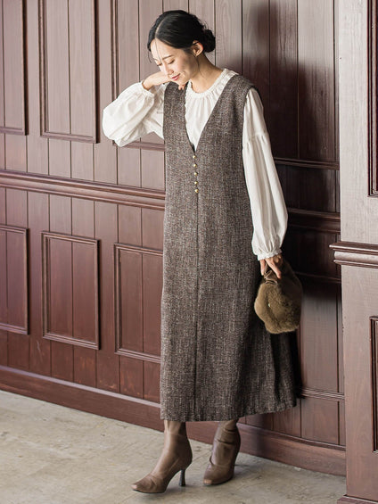 ツィードVネックジャンスカワンピース