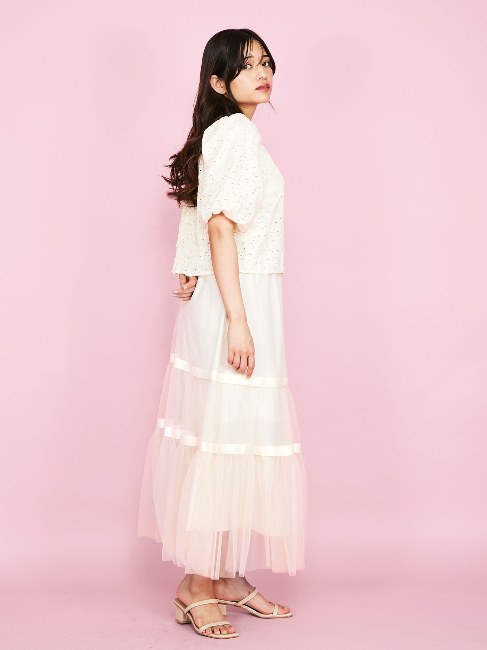 【SHIORI IRIE コラボ】2WAYオフショルレースブラウス≪手洗い可能≫