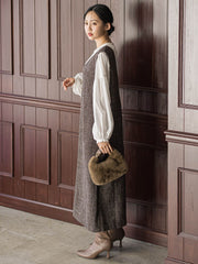 ツィードVネックジャンスカワンピース