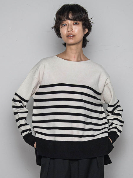 【ふわもち】ボーダーニット≪洗濯機で洗える≫