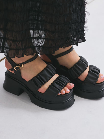 シャーリングシフォンタイトスカート≪手洗い可能≫