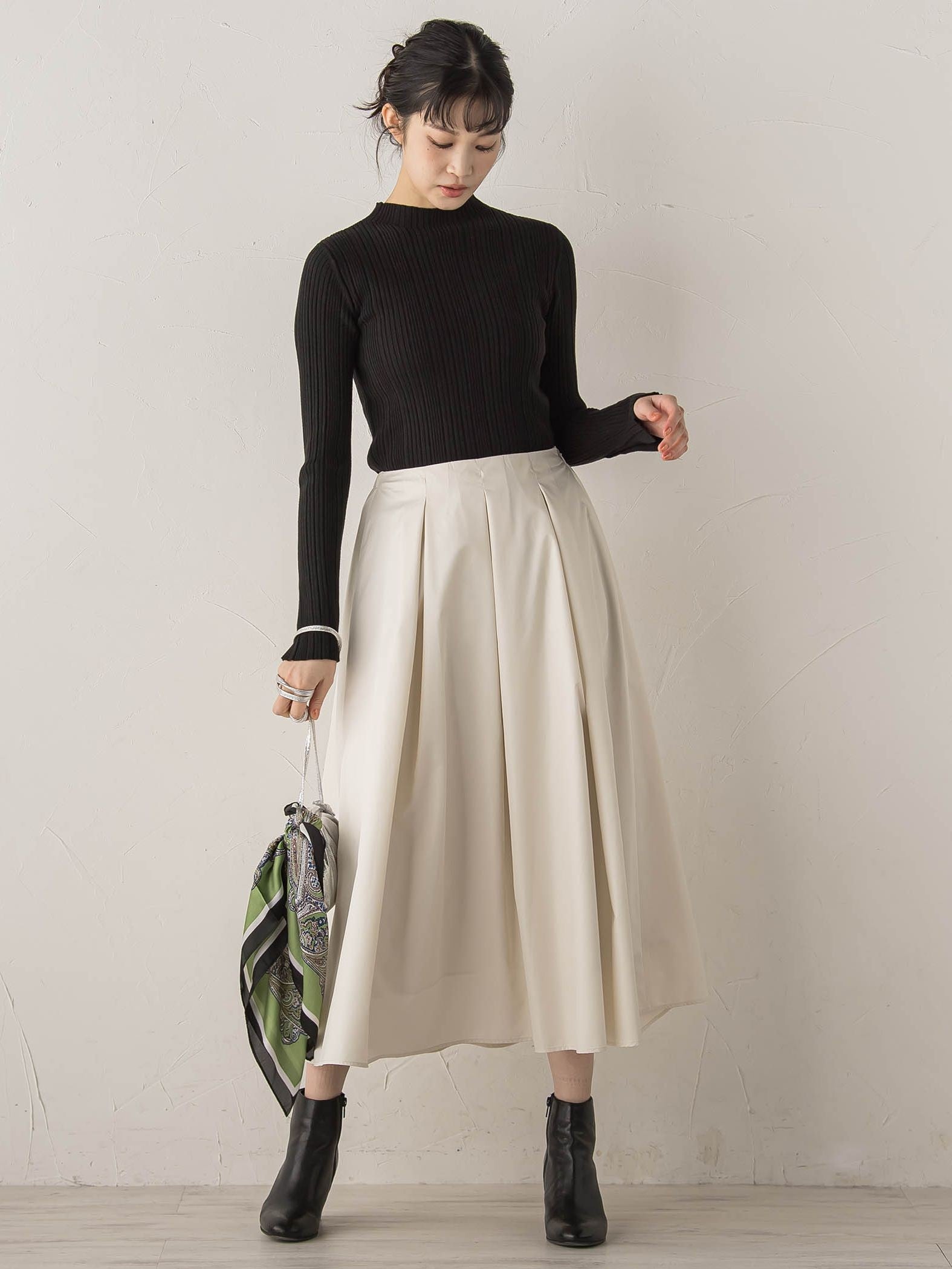 袖ボタンランダムリブニット≪手洗い可能≫