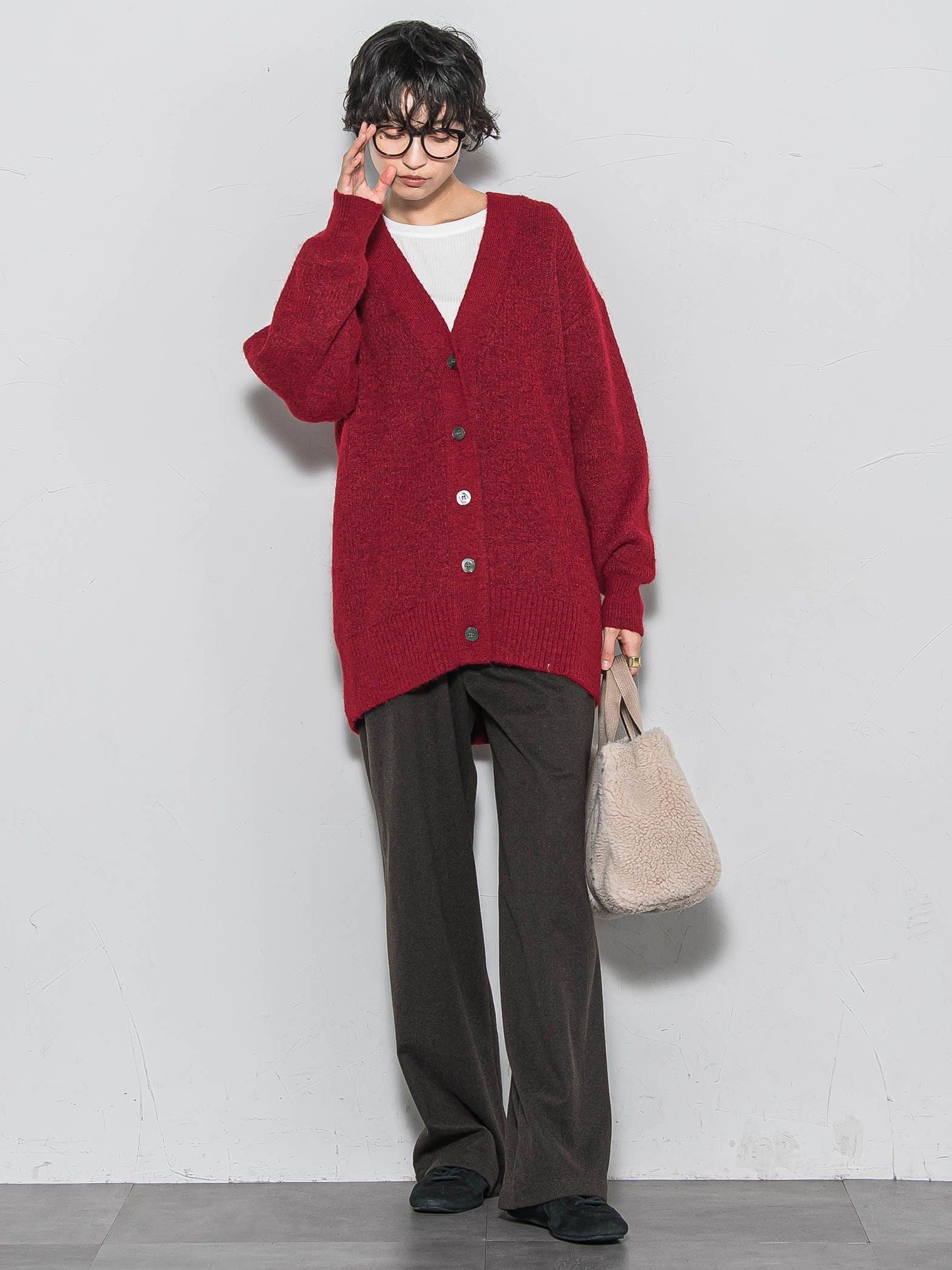 【新色追加】フラッフィーVネックニットカーディガン≪手洗い可能≫