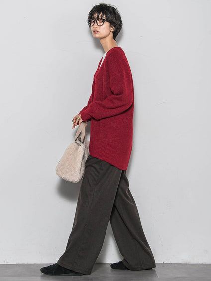 【新色追加】フラッフィーVネックニットカーディガン≪手洗い可能≫