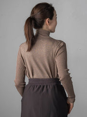 ラメリブタートルニット