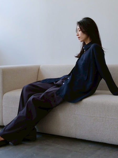 Bicolor curve pants【日本製】≪手洗い可能≫