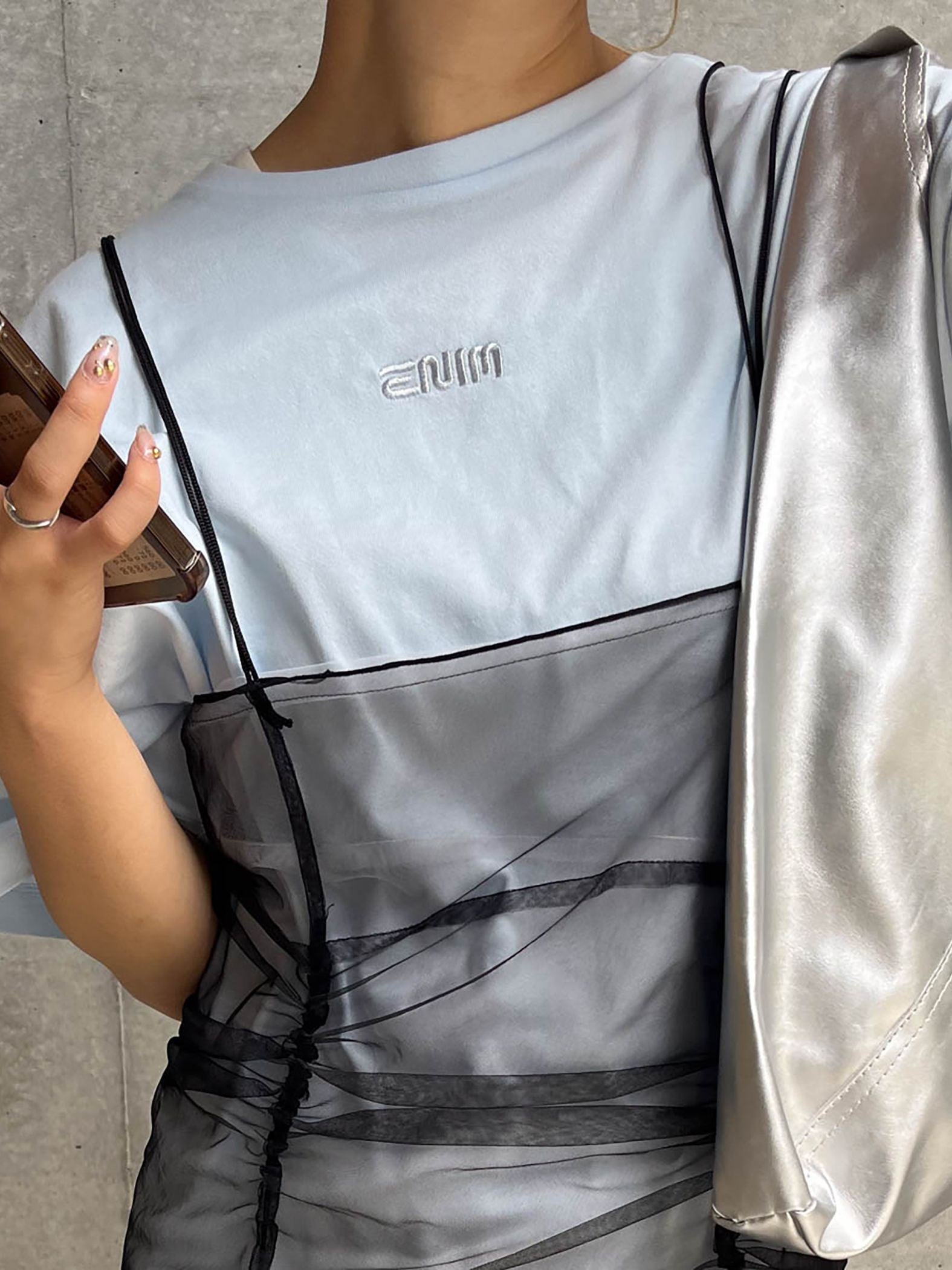 【ENIM BY VICKY】ハイゲージENIMロゴ刺繍Tシャツ《手洗い可能》