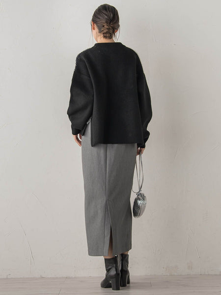 シャギージャガード切替えニット≪手洗い可能≫