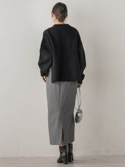 シャギージャガード切替えニット≪手洗い可能≫