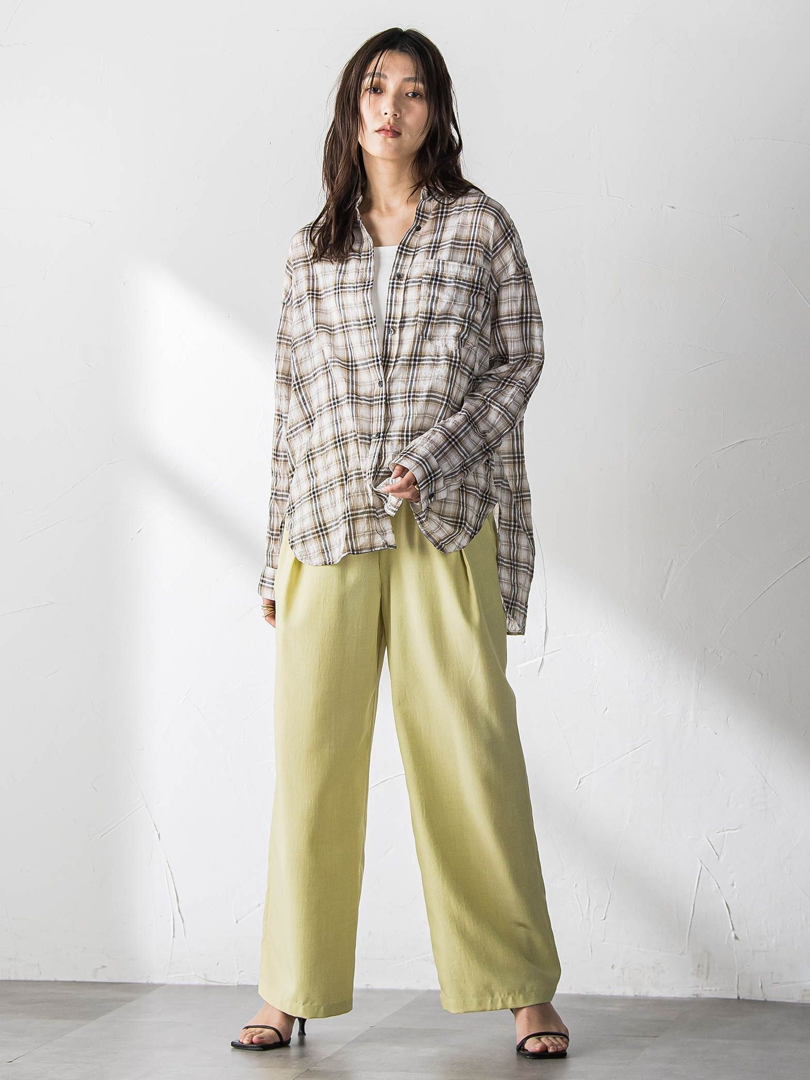 シュリンクチェック2WAYカシュクールシャツ