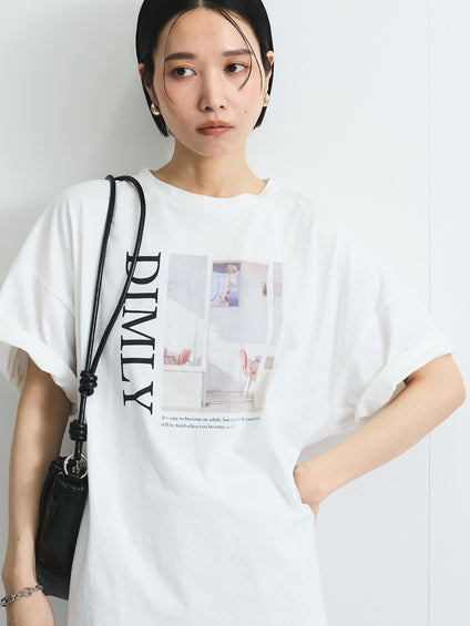 配色フォトプリントTシャツ≪手洗い可能≫