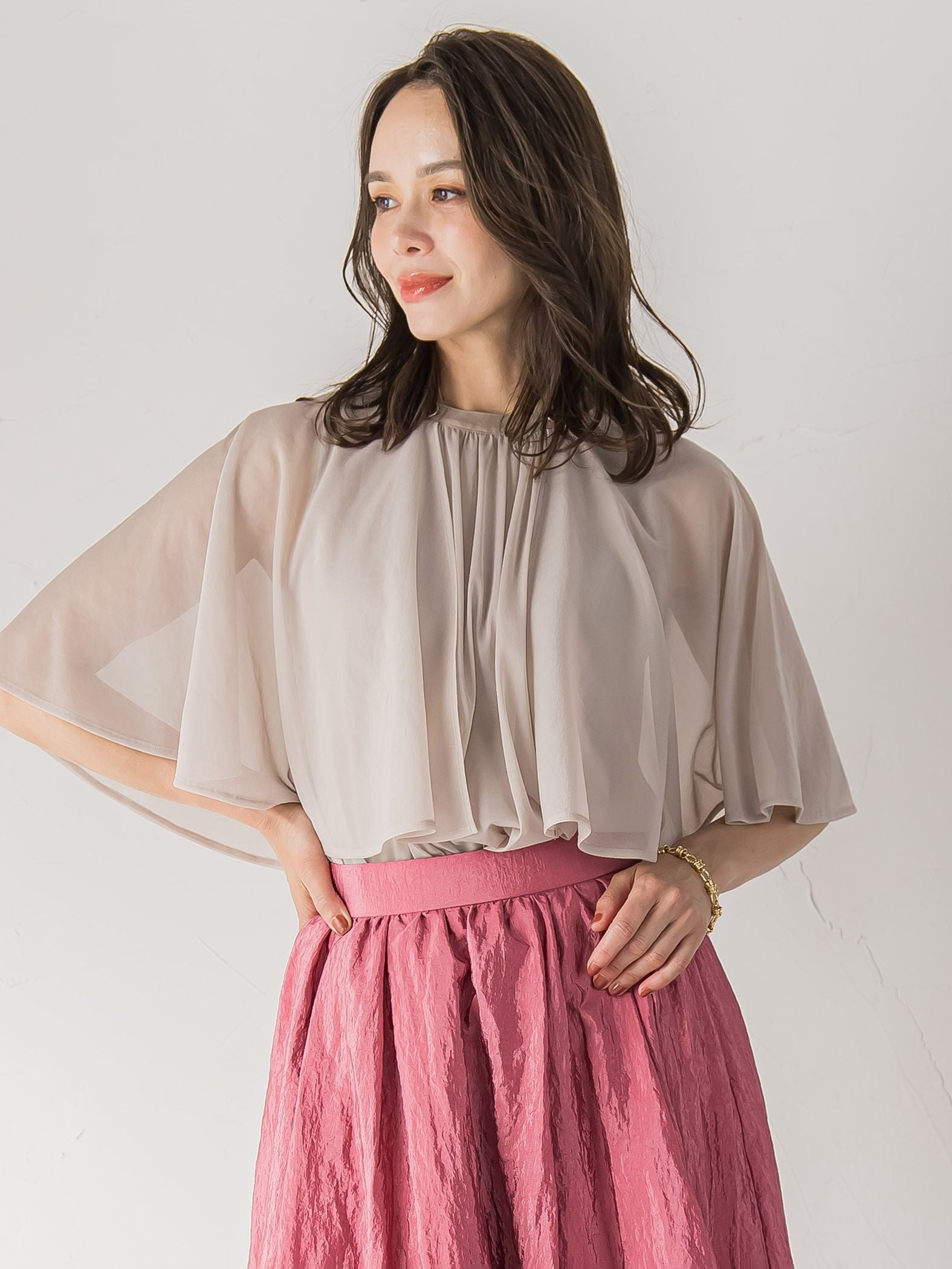 シフォンケーププルオーバー≪洗濯機で洗える≫