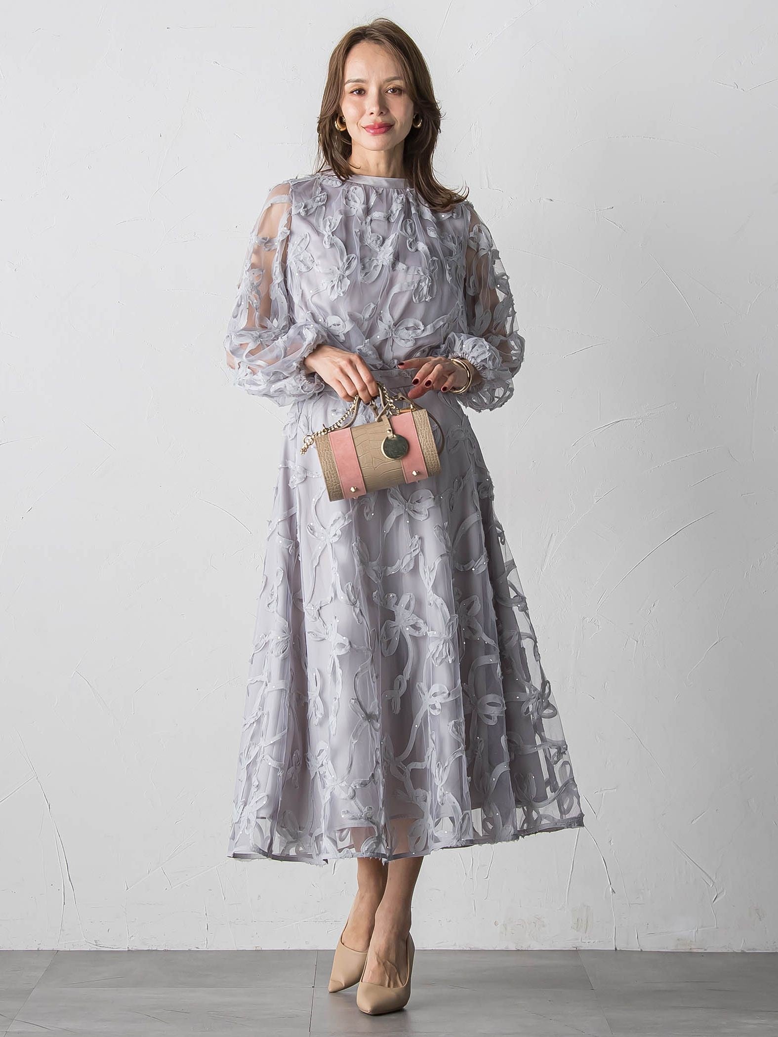 スパンコールテープチュールブラウス