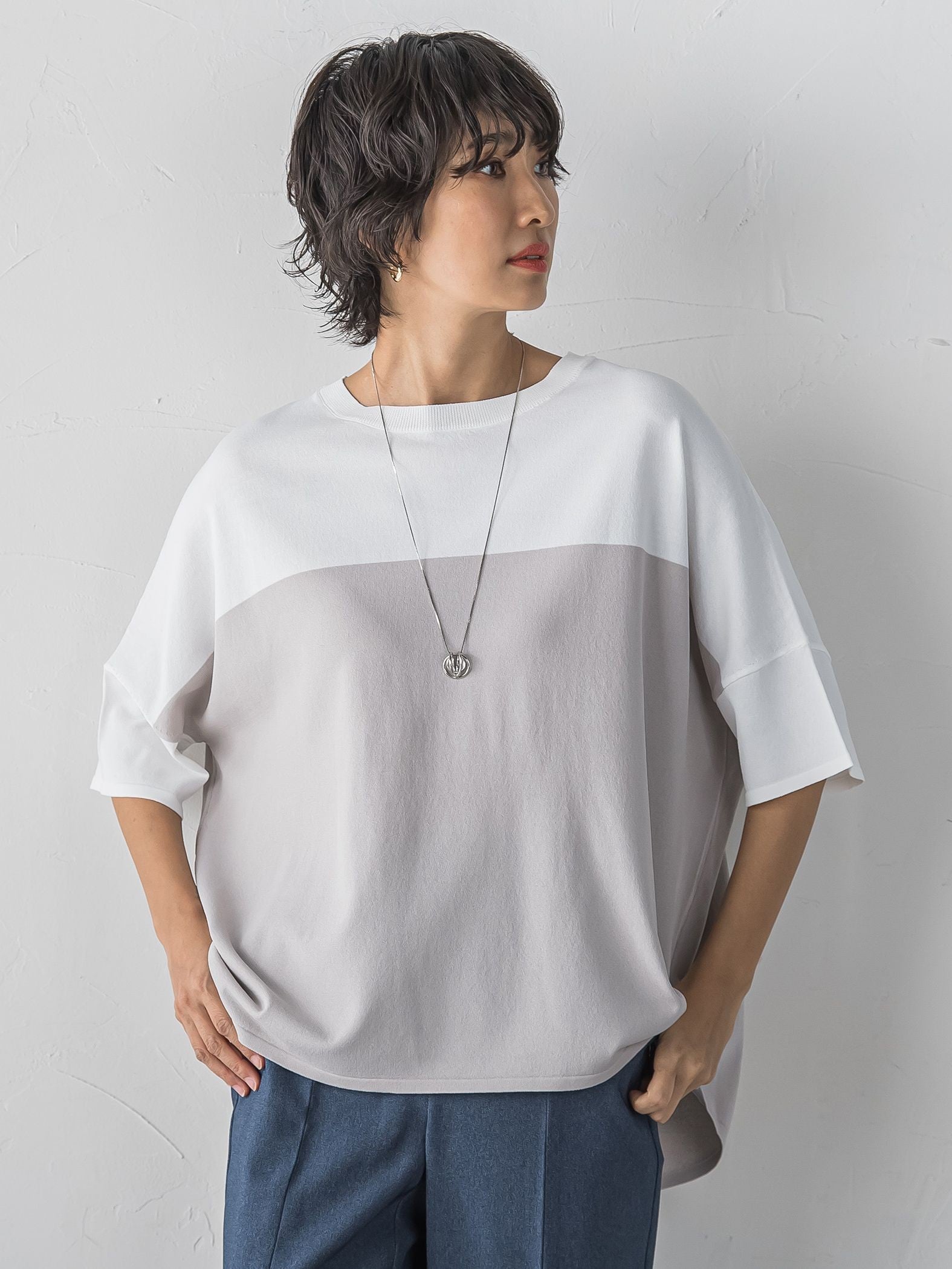 【WEB限定】”涼感”バイカラーニット