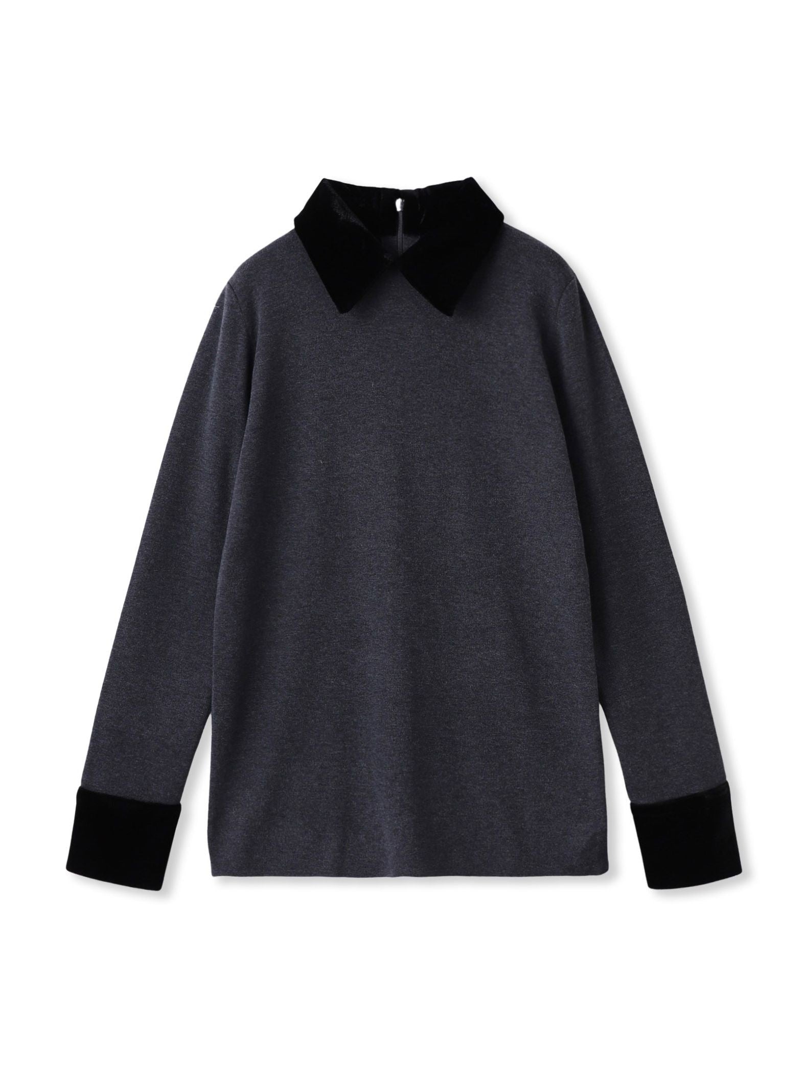 ベロア襟付きニット≪手洗い可能≫