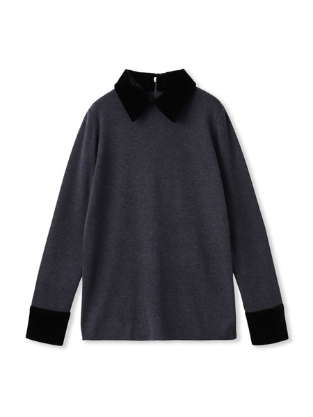 ベロア襟付きニット≪手洗い可能≫