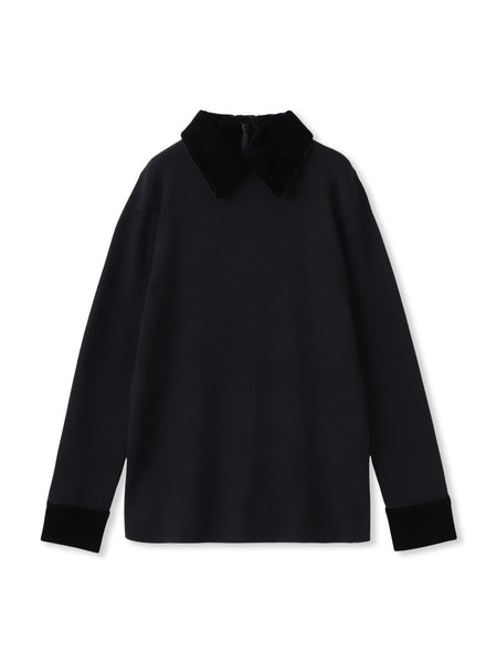 ベロア襟付きニット≪手洗い可能≫