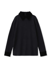 ベロア襟付きニット≪手洗い可能≫