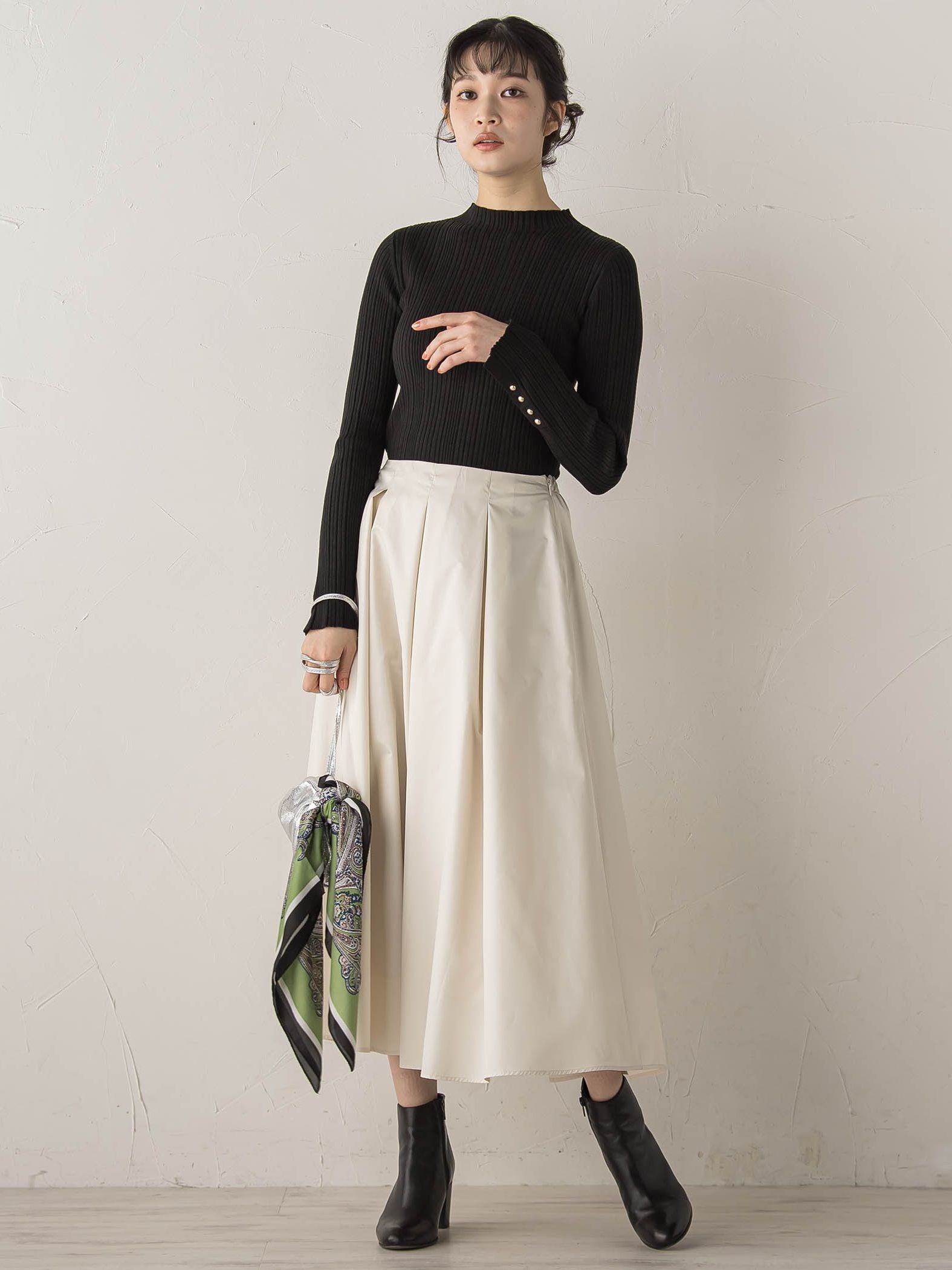 袖ボタンランダムリブニット≪手洗い可能≫