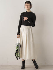 袖ボタンランダムリブニット≪手洗い可能≫