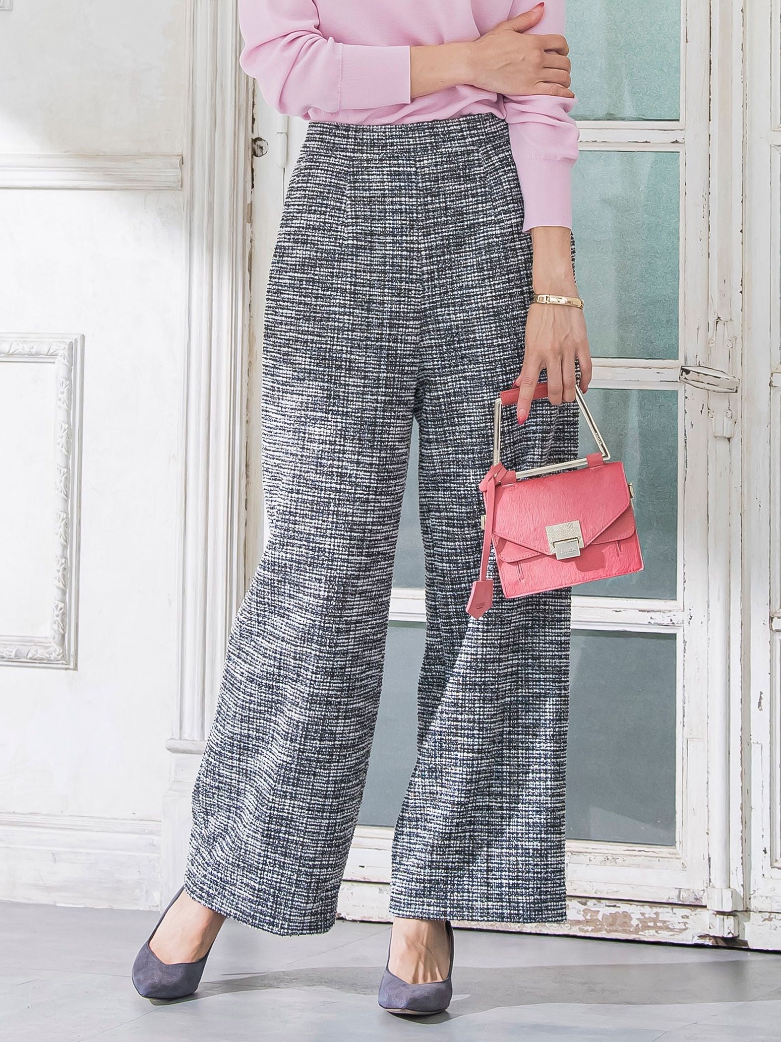 ツイードラメワイドパンツ