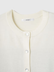 異素材切替クルーネックニットカーディガン