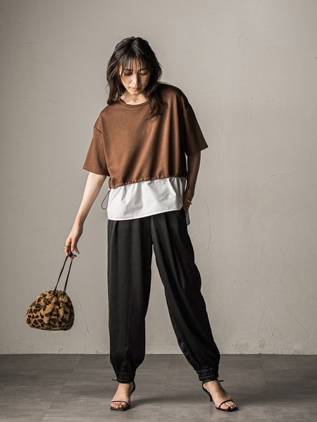 【WEB限定】シャツレイヤード風プルオーバー≪手洗い可能≫