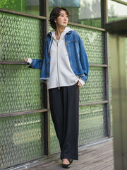 ハイストレッチカルゼワイドパンツ