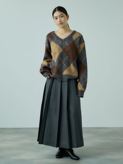 アーガイルVネックニット≪手洗い可能≫