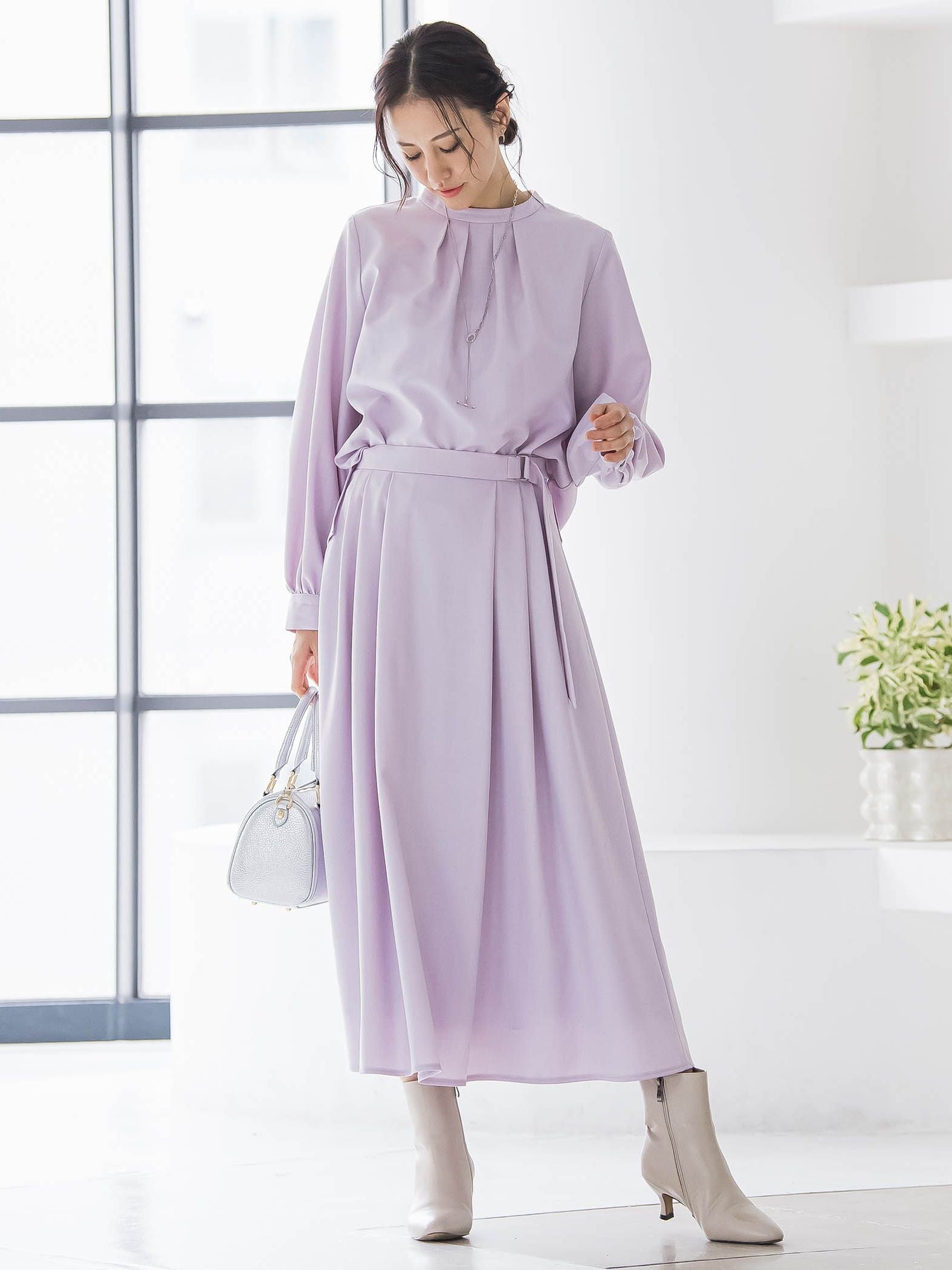 ウールブレンドストレッチフレアスカート≪セットアップ対応/手洗い可能≫