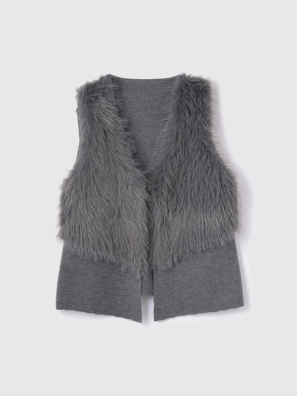 フロントフェイクファーニットベスト