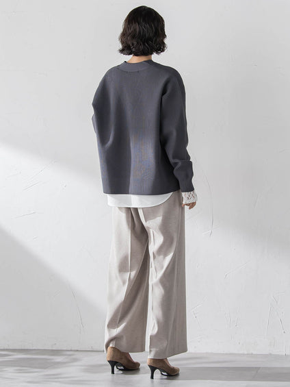 袖口レース切替カットソー