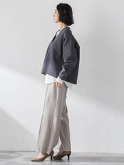 袖口レース切替カットソー