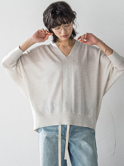 LEVITAシアーVネックドルマンニットプルオーバー≪手洗い可能≫