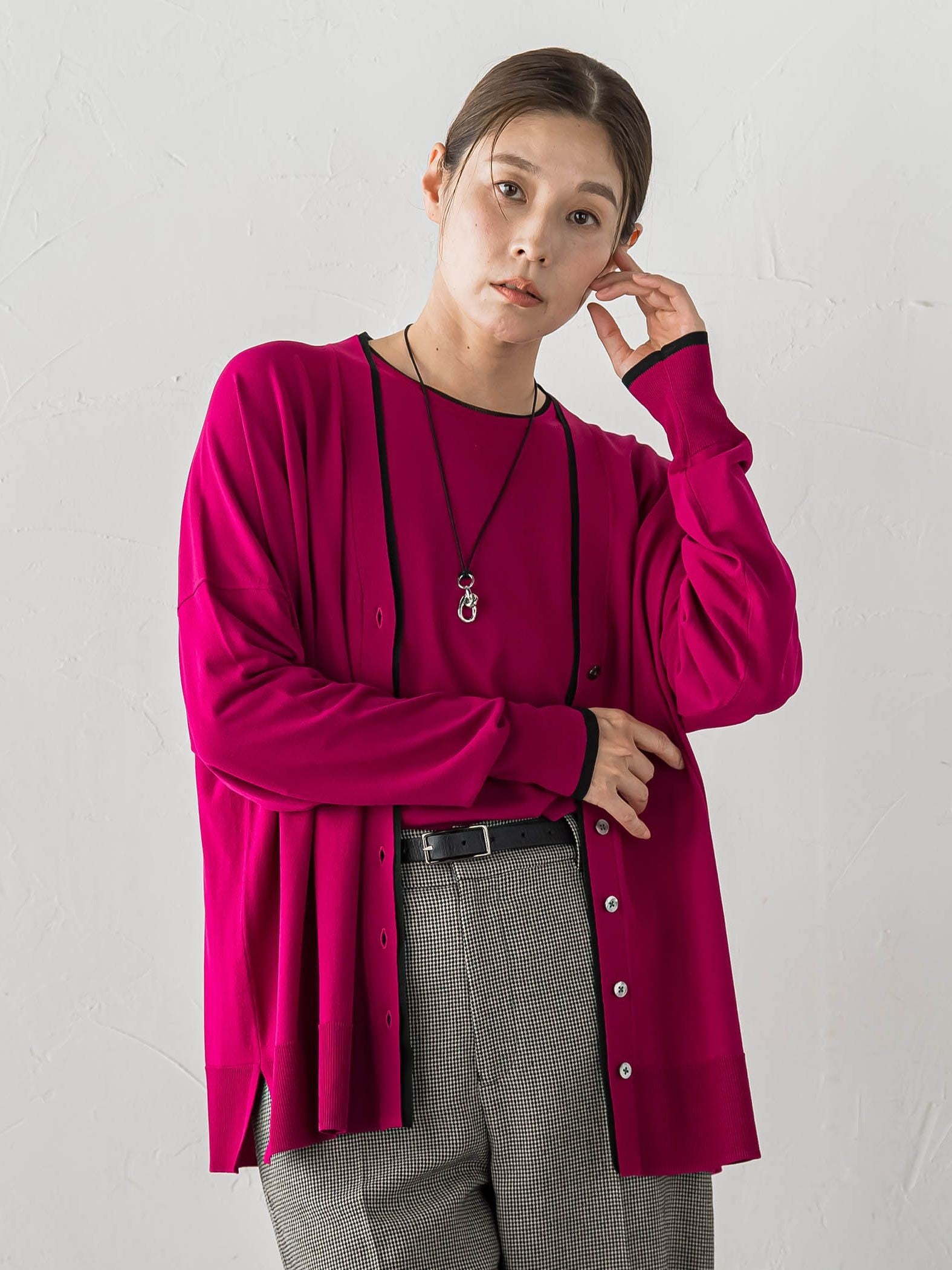 【大きいサイズ】Tシャツニットカーディガン