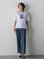 【WEB限定/大きいサイズ】“美脚デニム見え”ワイドパンツ