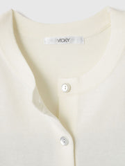 異素材切替クルーネックニットカーディガン