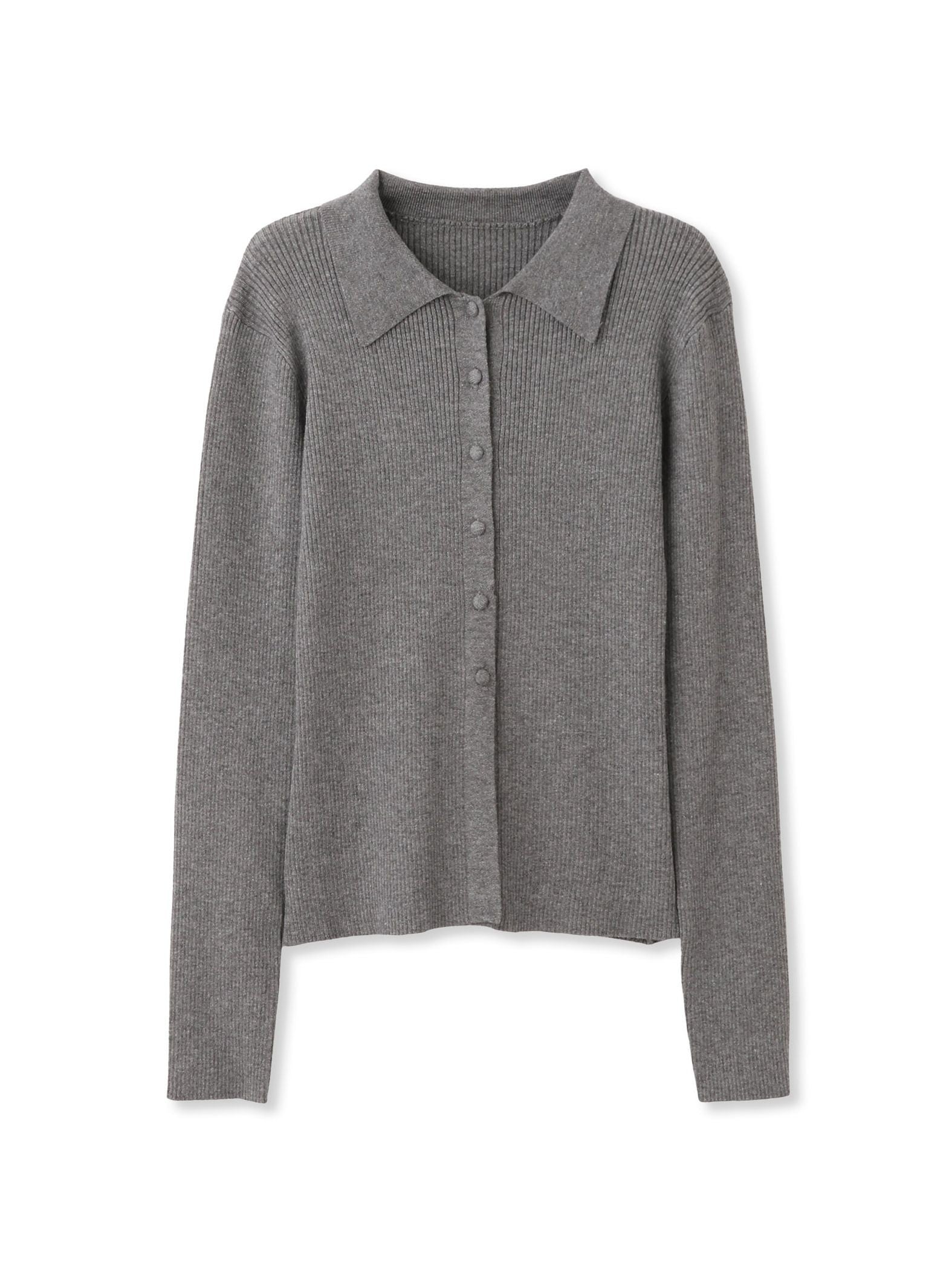 くるみボタンポロニットカーディガン≪手洗い可能≫