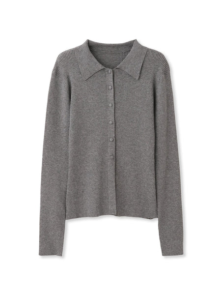 くるみボタンポロニットカーディガン≪手洗い可能≫