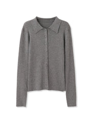 くるみボタンポロニットカーディガン≪手洗い可能≫