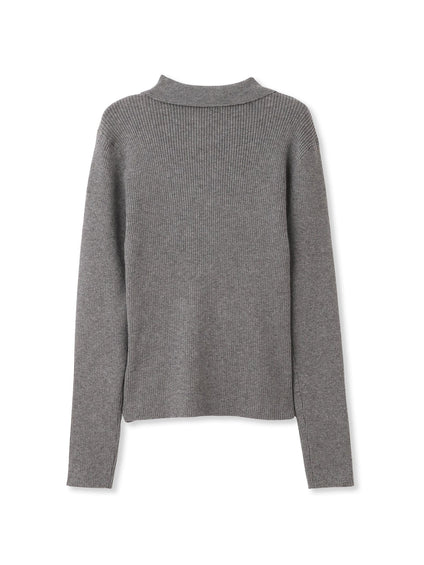 くるみボタンポロニットカーディガン≪手洗い可能≫