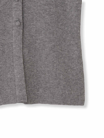 くるみボタンポロニットカーディガン≪手洗い可能≫