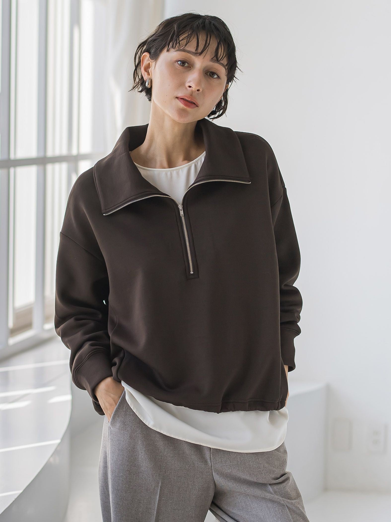 【WEB限定】裏起毛ジッププルオーバー